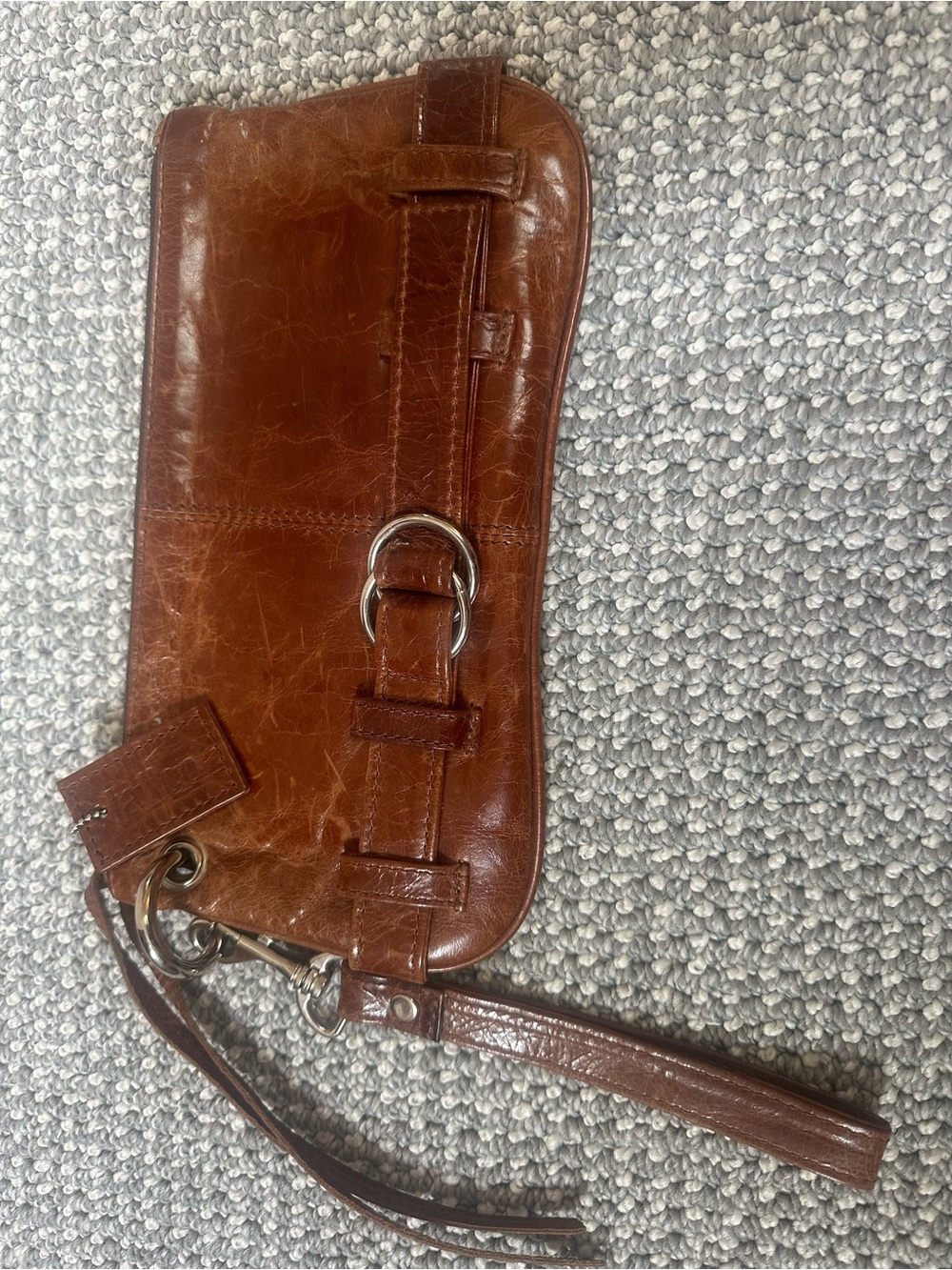 latico Brown Leather Wristlet Clutch